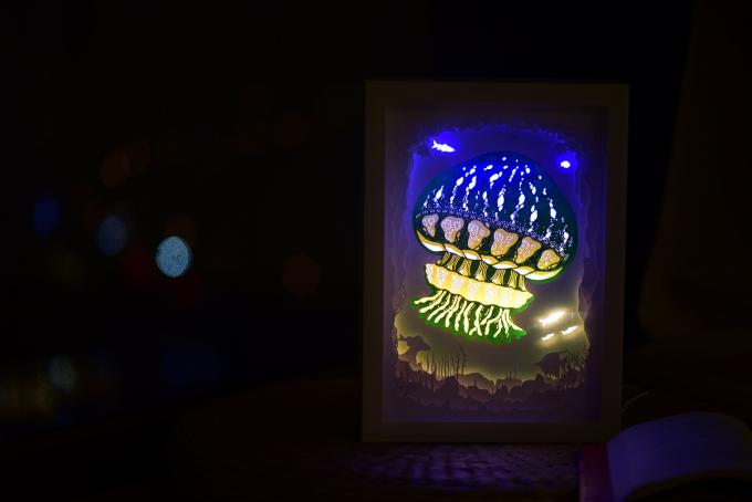 A exposição varejo sustenta a opinião Backlit Papercut da noite da Cidade Proibida da lâmpada
