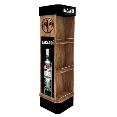 Rum de madeira de madeira personalizado do suporte de exposição de Barcadi da cremalheira de exposição que vende a varejo a ideia para a loja