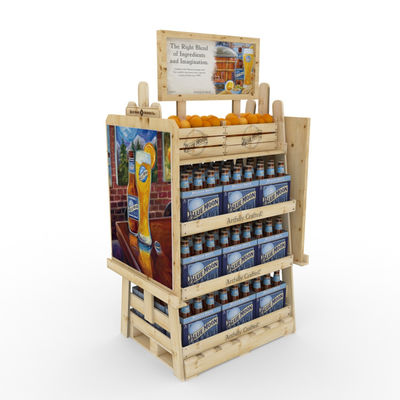 Garrafa de cerveja de madeira estável tomada partido dobro personalizada do supermercado da cremalheira do vinho de Diy da cremalheira de exposição