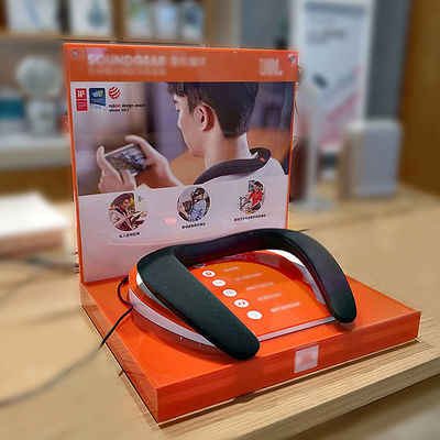 Acrílico esplêndido Tabletop cosmético personalizado do suporte dos auriculares do telefone do suporte de exposição