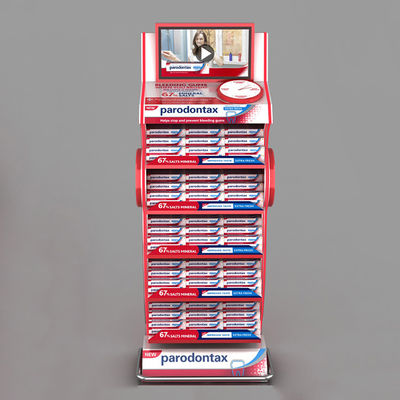 Cremalheira cosmética da prateleira do supermercado do dentífrico do suporte de exposição de Floorstanding com prateleiras