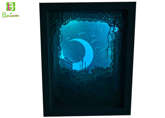 cor múltipla tridimensional da lua relativa à promoção da caixa do corte do papel 3D