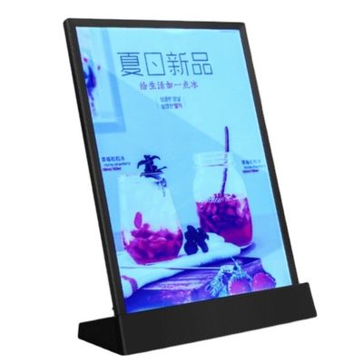 qualidade  A4 Size LED Menu Stand Countertop Acrylic Holder Display With 7 Colors Fábrica