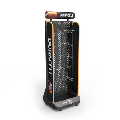qualidade  AA Battery Point Of Sales Displays Pegboard Floor Stand With Hanging Hooks Fábrica
