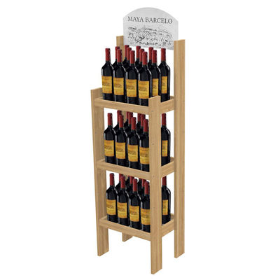 Cremalheira de exposição personalizada do vinho do pinheiral do suporte de exposição do vintage para a loja de bebidas