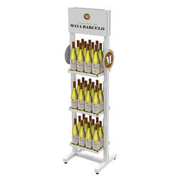 Suporte de exposição de venda quente do vinho do assoalho da cremalheira de exposição da garrafa de vinho do Dobro-lado do supermercado com logotipo feito sob encomenda