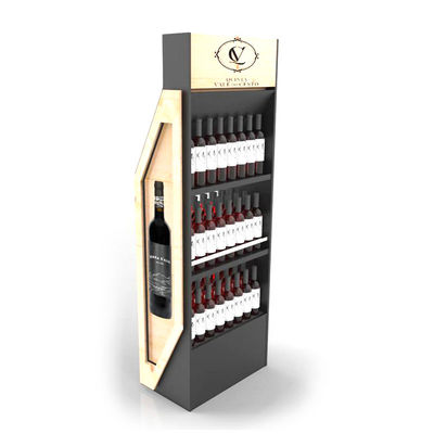 Madeira Demountable de madeira personalizada da cremalheira do vinho do suporte de exposição da cremalheira ereta livre frente e verso do vinho para o bar