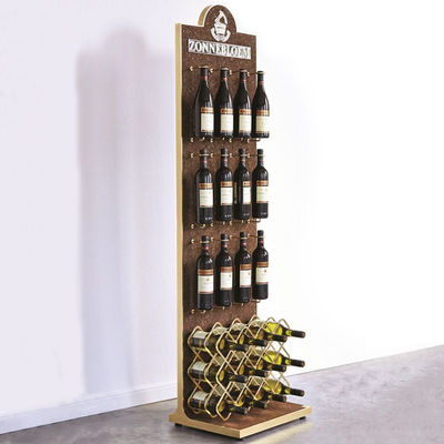 Madeira Demountable de madeira personalizada da cremalheira do vinho do suporte de exposição da cremalheira ereta livre frente e verso do vinho para o bar