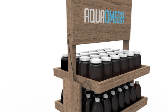 Suporte de exposição de madeira da cerveja do suporte de exposição da garrafa da bebida para a mercearia