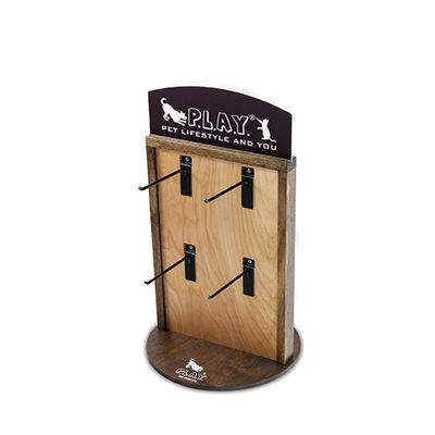 Animal de estimação de madeira de madeira Toy Display Stand With Hooks do suporte de exposição do tampo da mesa
