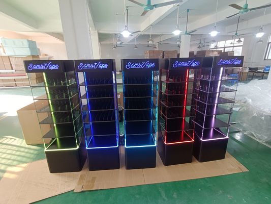 Venda Quente Piso montado Acrílico Display Rack LED Display Stand para produtos E