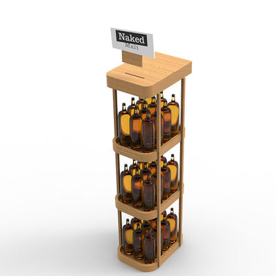 Loja personalizável de venda quente piso de madeira de três camadas estante de exibição estante para exibição de vinho