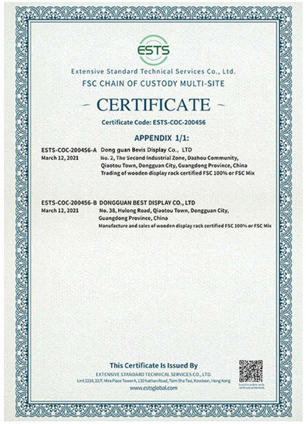 China Dongguan Bevis Display Co., Ltd Certificações